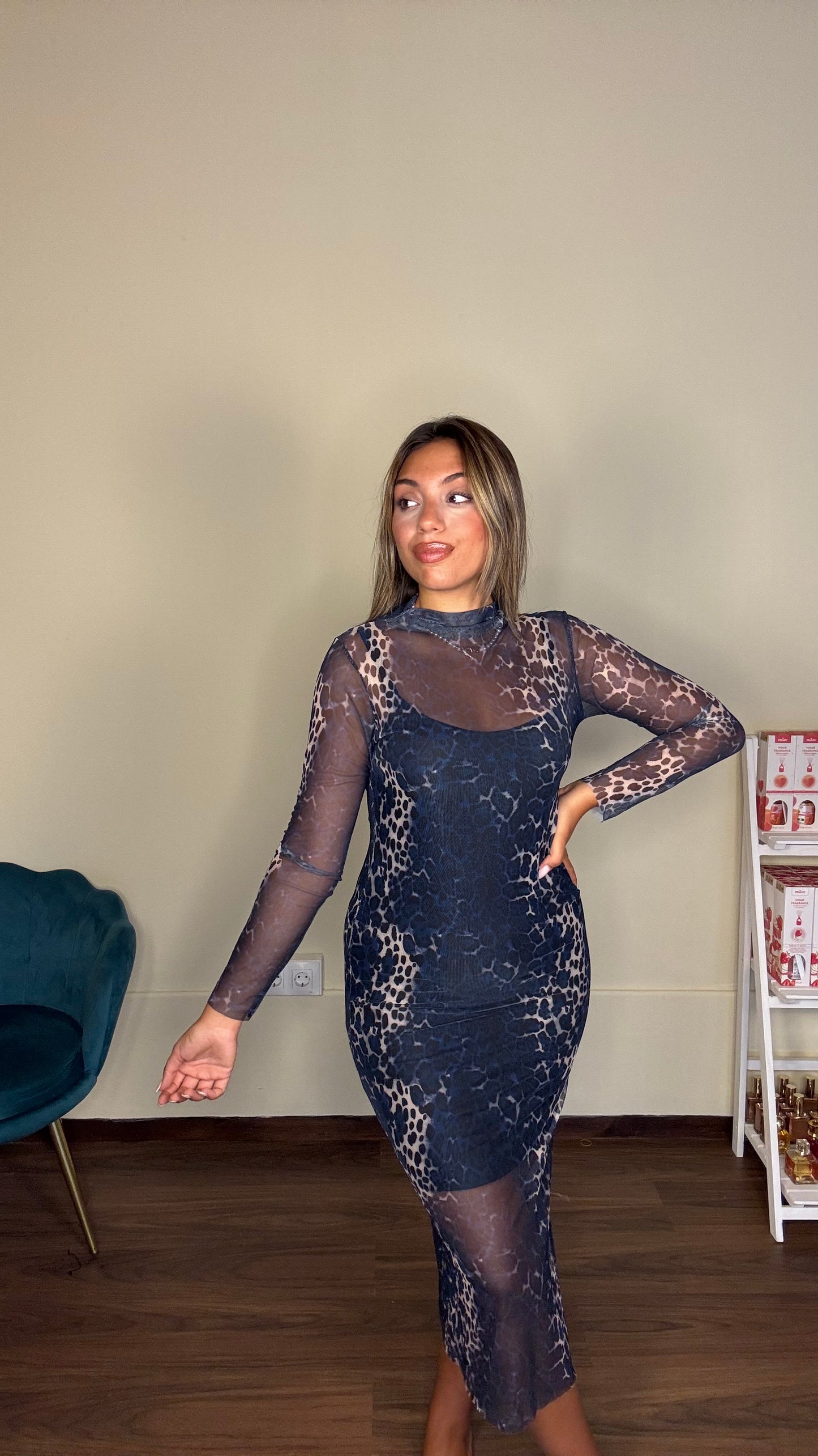 Vestido gasa leopardo