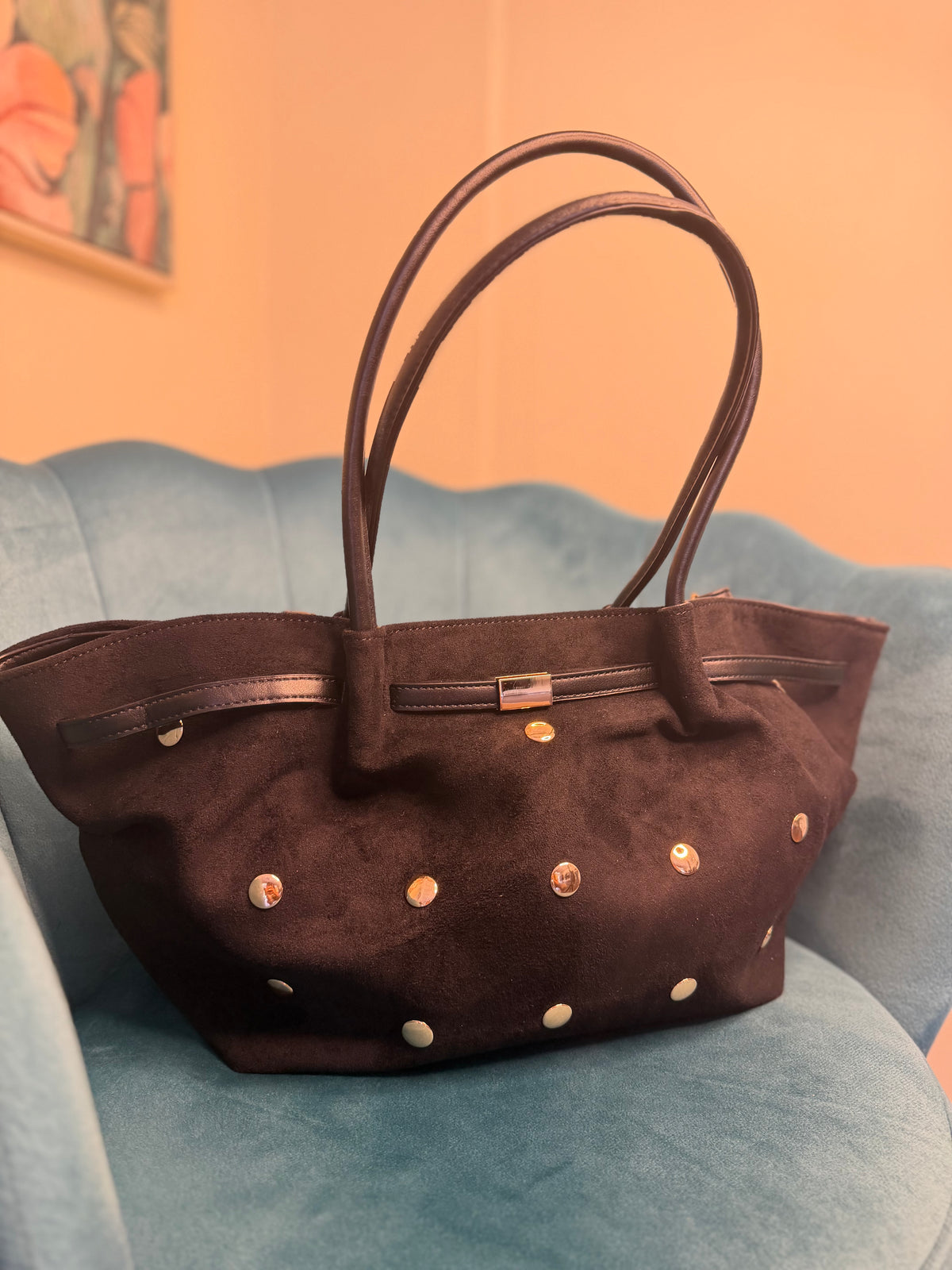 Bolso de piel tachuela
