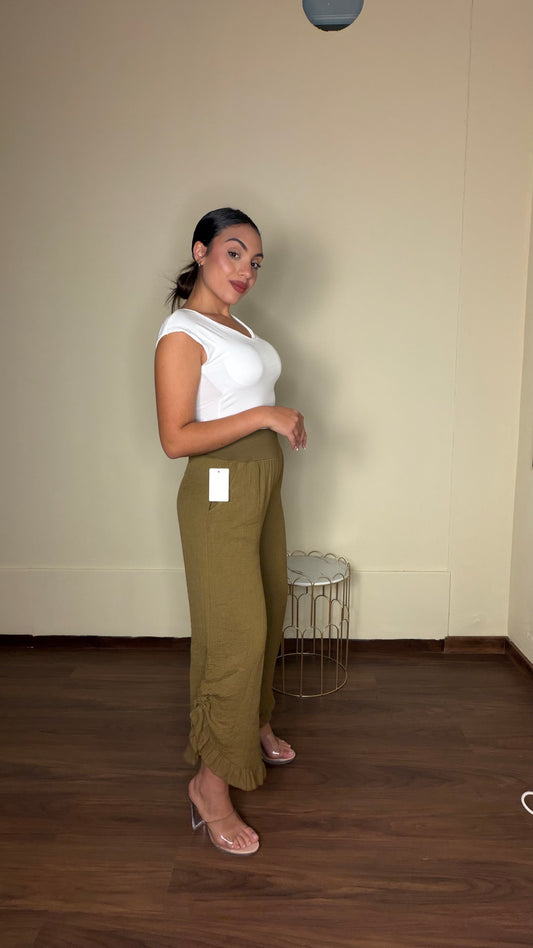 Pantalón fruncido Lino
