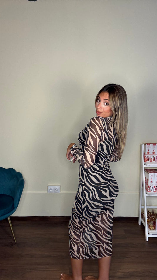 Vestido cebra gasa