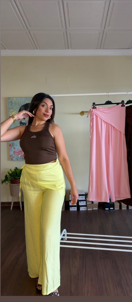 Pantalón liso pañuelo flúor